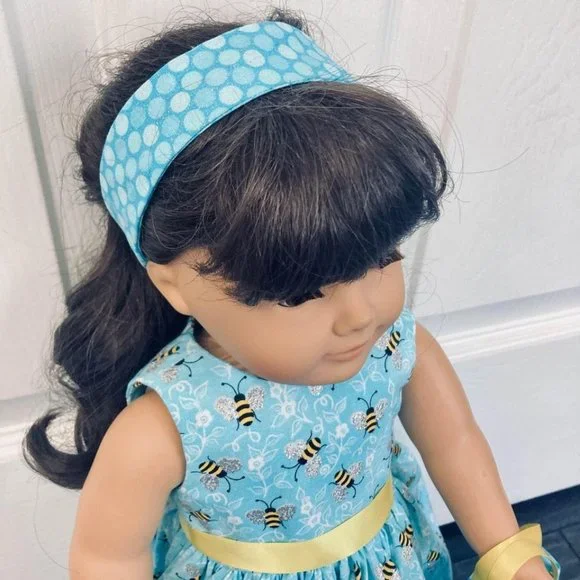 Doll Dress Set Blue Honey Bee Sparkle - Picture 3 of 5